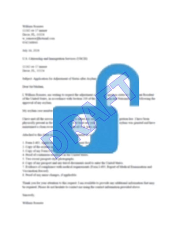 Carta de Solicitud de Perdón I-601A versión hijos